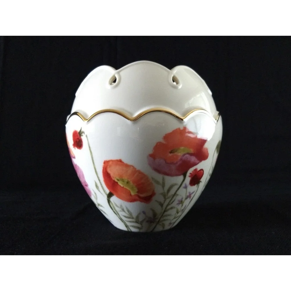 Lenox Poppies on Pink Vase Collection Hand Painted‎ 24K Gold Trim BRAND NEW